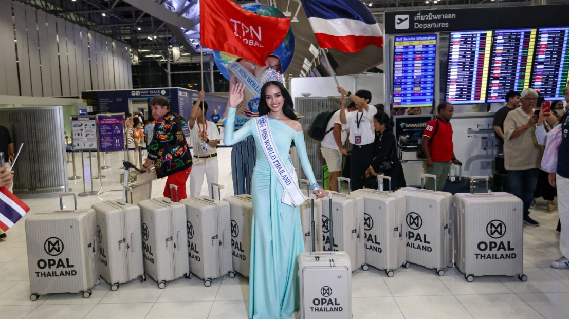 สนามบินแตก!! แฟนนางงามรอส่ง "โอปอล สุชาตา" ไปชิงมงฟ้า Miss World 2025 ที่อินเดีย