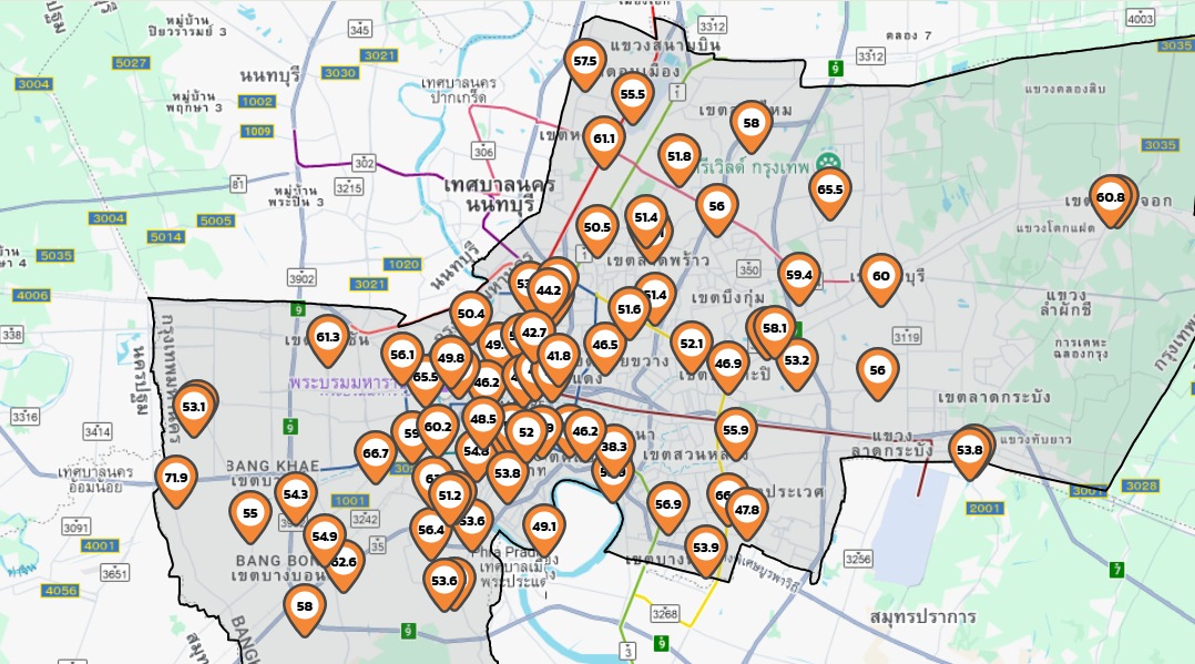 ค่าฝุ่น PM2.5 กทม.เกินทุกพื้นที่ เปิด 5 เขตอันดับสูงสุด