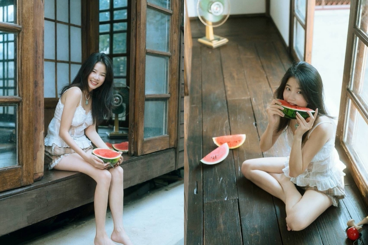 ฝน ศนันธฉัตร ใส่ชุดสายเดี่ยวลูกไม้ สาดลุคกินแตงโมแบบละมุน