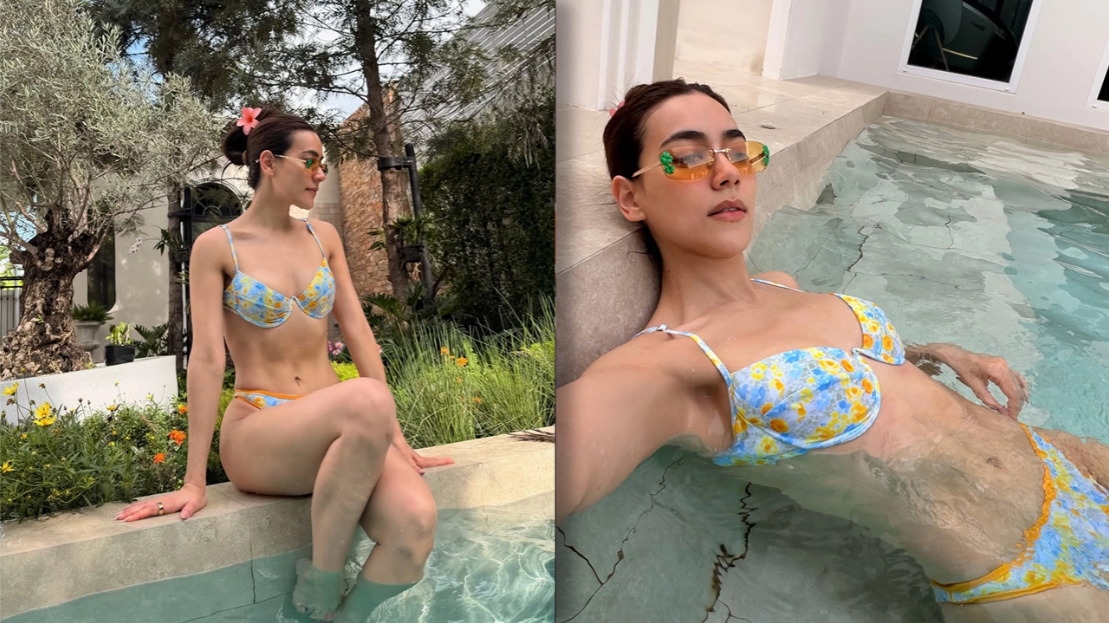 คิมเบอร์ลี่ เปิดมุมชิลๆ ว่ายน้ำที่บ้าน นุ่งบิกินีอวดหุ่นเป๊ะสวยสับมาก