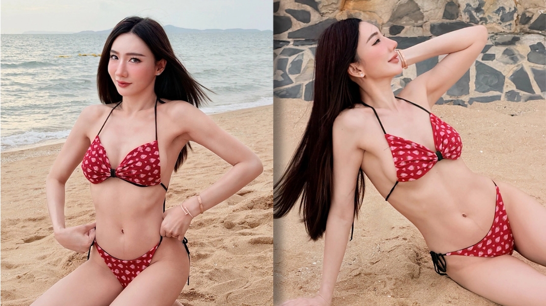 เบนซ์ พริกไทย ทำทะเลไฟลุก สาดความแซ่บในชุดบิกินีสีแดงตัวจิ๋ว