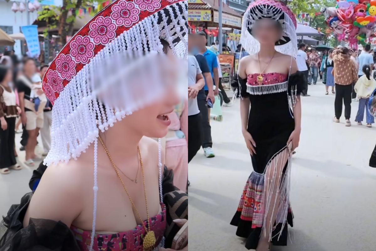 โป๊จนเป็นเรื่อง! สาวแต่ง "ชุดม้งประยุกต์" ร่วมเทศกาล ดึงดูดสายตาจนดราม่าร้อน