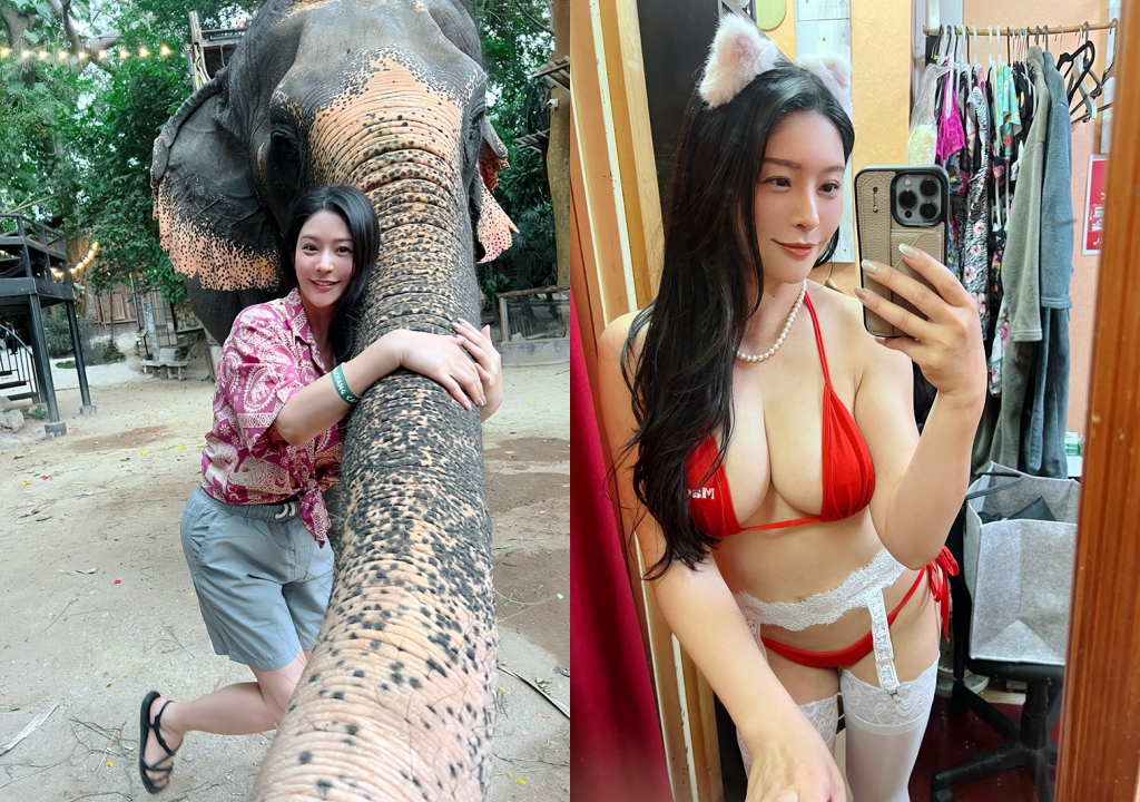 เมกุริ ดารา AV สลัดลุคแซ่บ สวมเสื้อช้างมาเที่ยวสบายใจ อวดภาพตอนขี่ช้าง