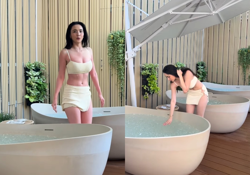 มุกดา นรินทร์รักษ์ กับชอตลงอ่างน้ำแข็ง ปล่อยความแซ่บเต็มพิกัด