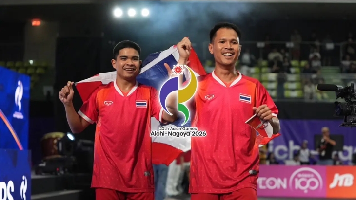 แรงไม่หยุด ทัพไทย คว้าเหรียญทองที่ 3 "เอเชียนเกมส์ 2026" จาก เทคบอล" ประเภทชายคู่