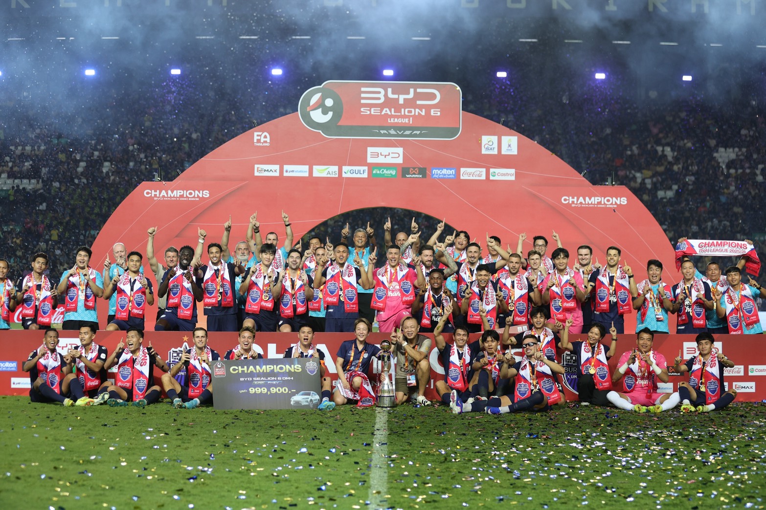สรุปผลไทยลีกนัดปิดฤดูกาล! บุรีรัมย์ เถลิงแชมป์ สุโขทัยรอด เมืองทองตกชั้น!